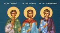 Sfinții Mucenici Trofim, Savatie și Dorimedont (+278) au trăit în vremea împăratului Roman Marcus Aurelius Probus (276-282), deci pe vremea când încă erau prigoniți creștinii, iar în Antiohia stăpânea dregătorul […]